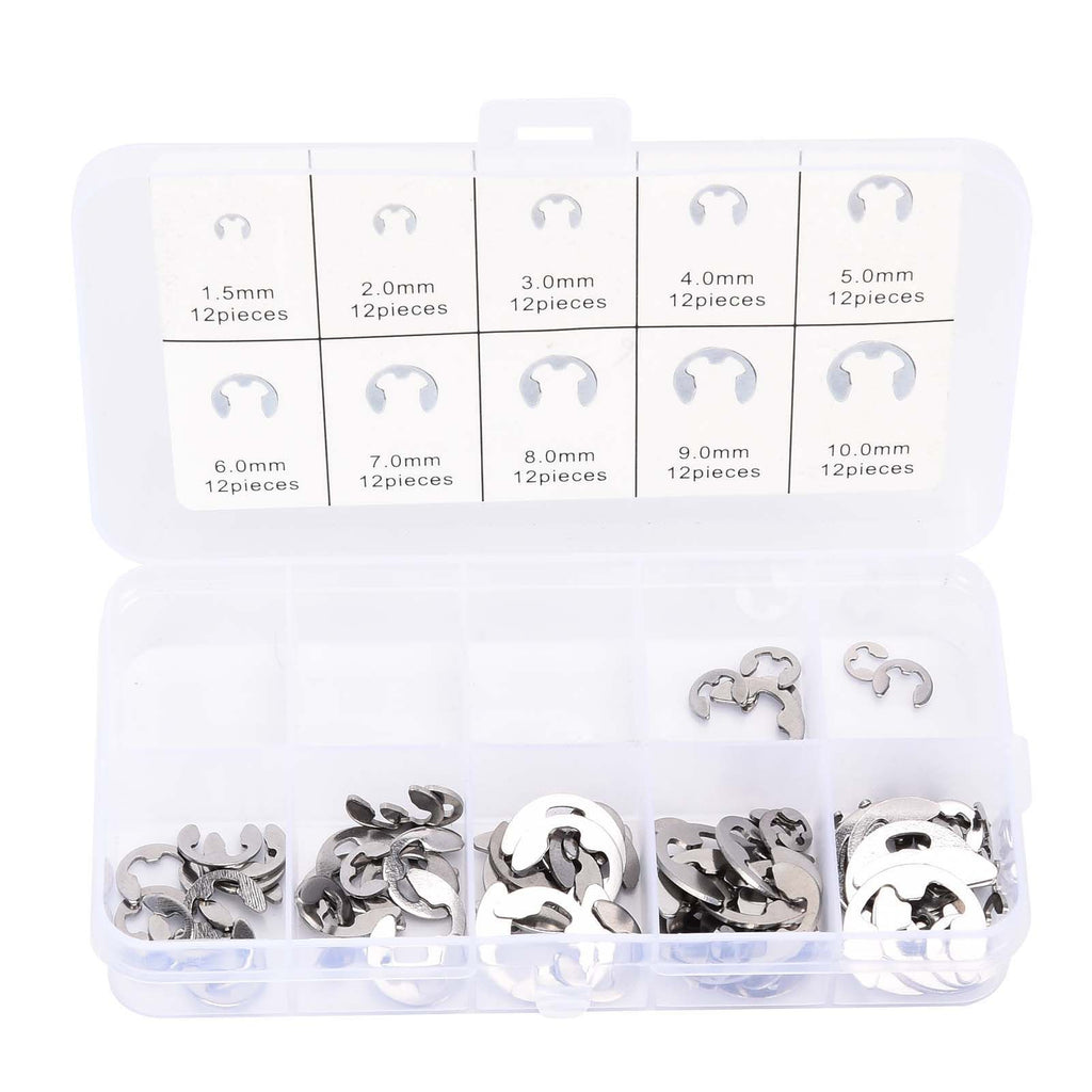 120PCS Snap Rings M1.5‑10 Mini Portable Corrosion Resistant Stainless Steel Snap Rings Kit120PCS