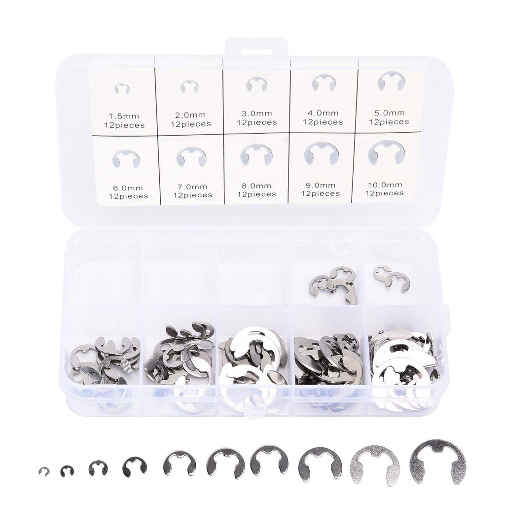 120PCS Snap Rings M1.5‑10 Mini Portable Corrosion Resistant Stainless Steel Snap Rings Kit120PCS