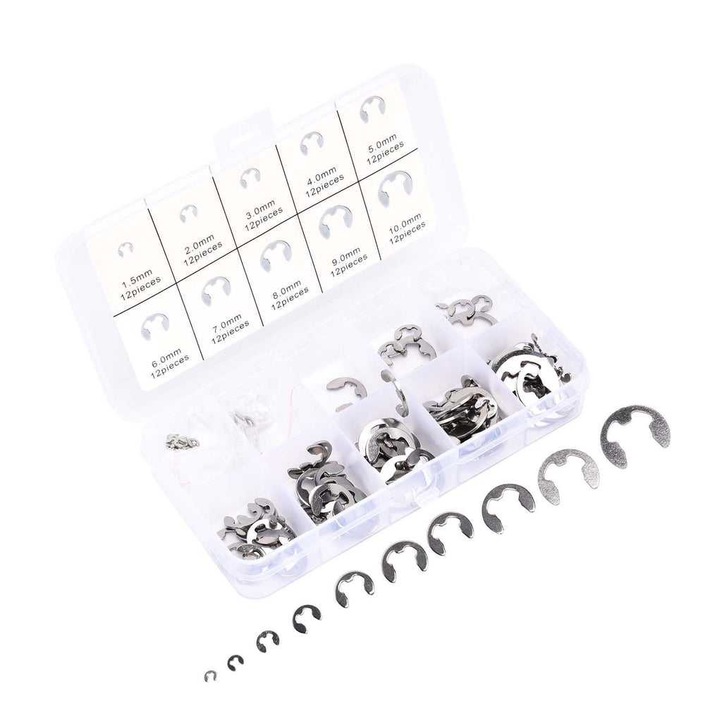 120PCS Snap Rings M1.5‑10 Mini Portable Corrosion Resistant Stainless Steel Snap Rings Kit120PCS