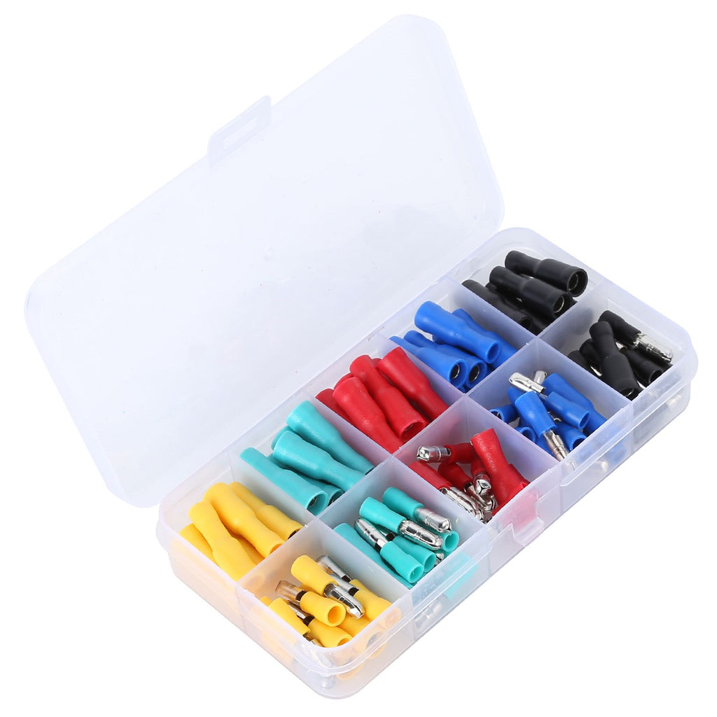 100Pcs Electrical Wire Terminal Male Female Many Colours Plug in Type Cold Pressed Terminal