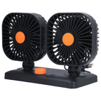 Car Air Cooling Fan Dual Head USB Universal Cooling Device 360 Degree Adjustable Square Low Noise Car Accessories