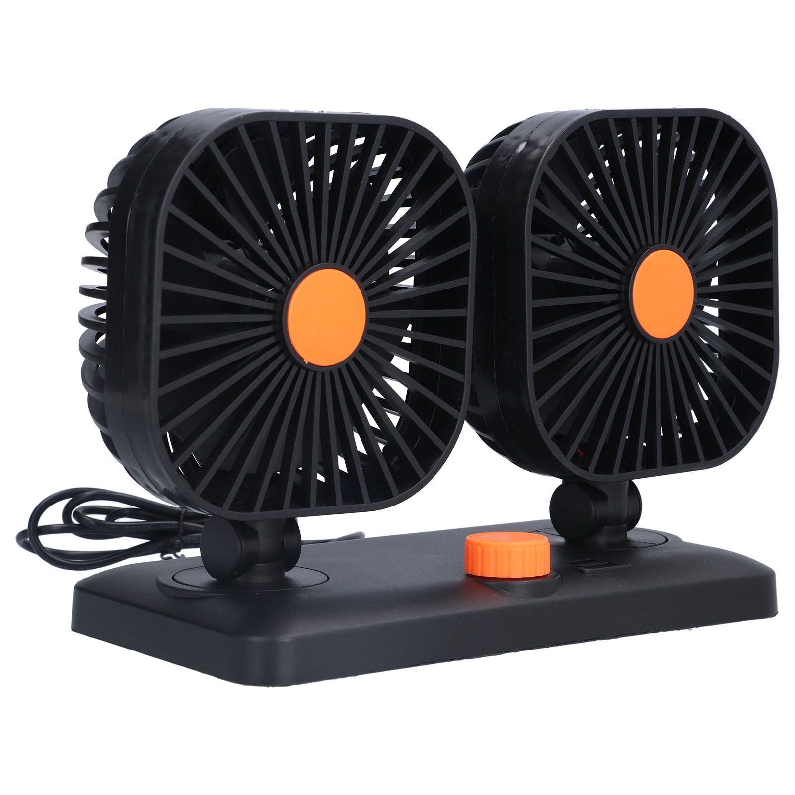 Car Air Cooling Fan Dual Head USB Universal Cooling Device 360 Degree Adjustable Square Low Noise Car Accessories