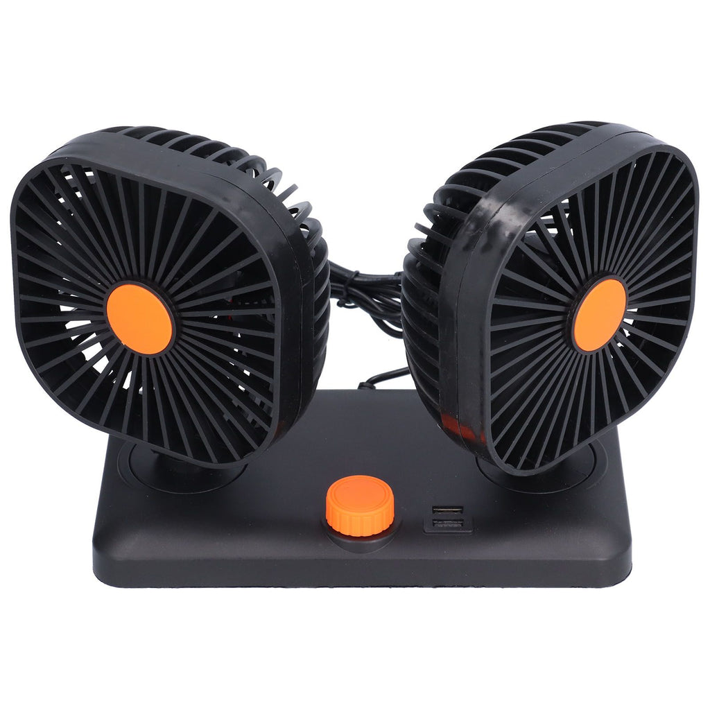 Car Air Cooling Fan Dual Head USB Universal Cooling Device 360 Degree Adjustable Square Low Noise Car Accessories