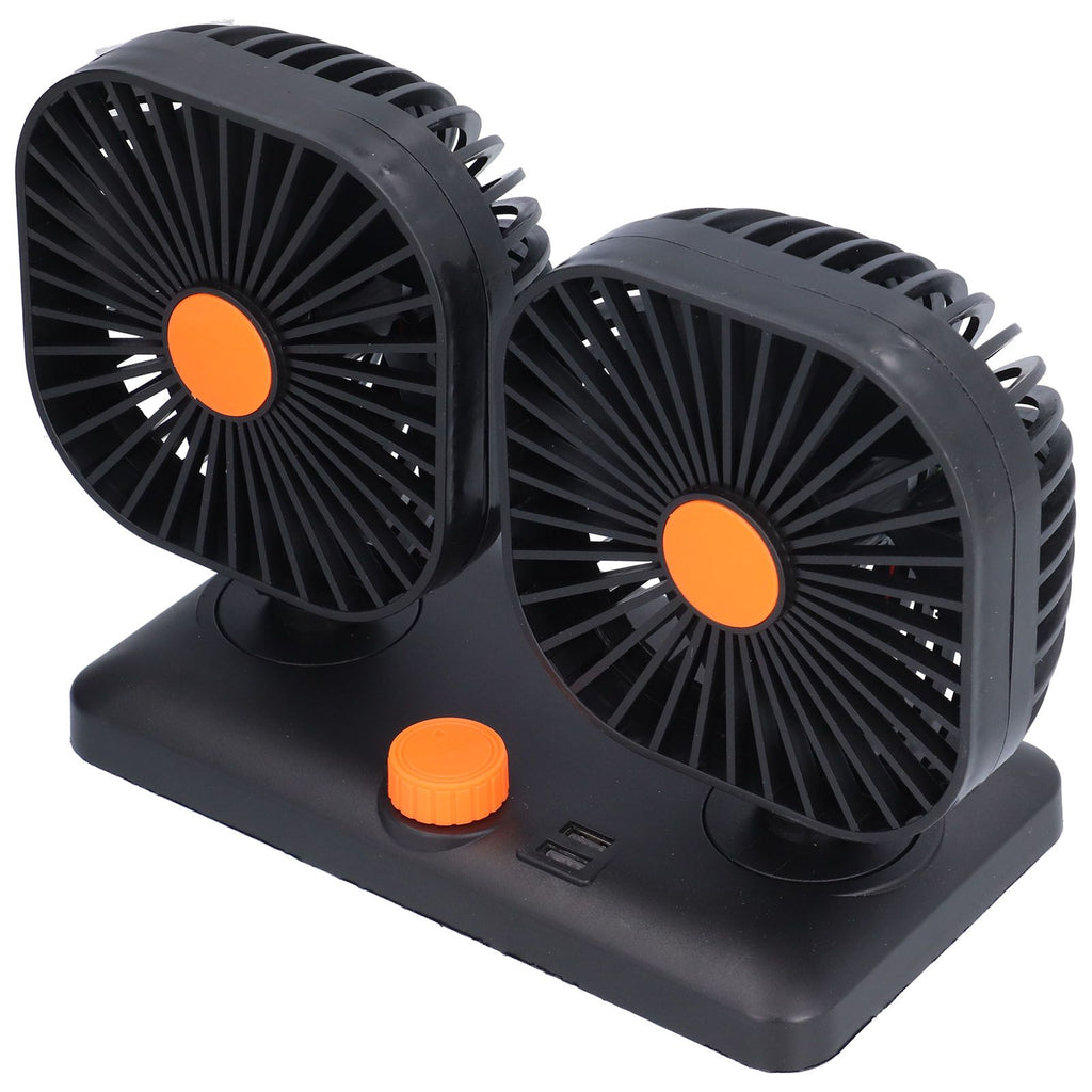 Car Air Cooling Fan Dual Head USB Universal Cooling Device 360 Degree Adjustable Square Low Noise Car Accessories