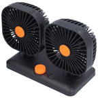 Car Air Cooling Fan Dual Head USB Universal Cooling Device 360 Degree Adjustable Square Low Noise Car Accessories