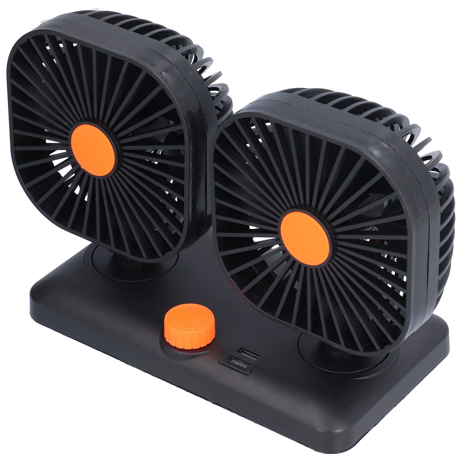 Car Air Cooling Fan Dual Head USB Universal Cooling Device 360 Degree Adjustable Square Low Noise Car Accessories
