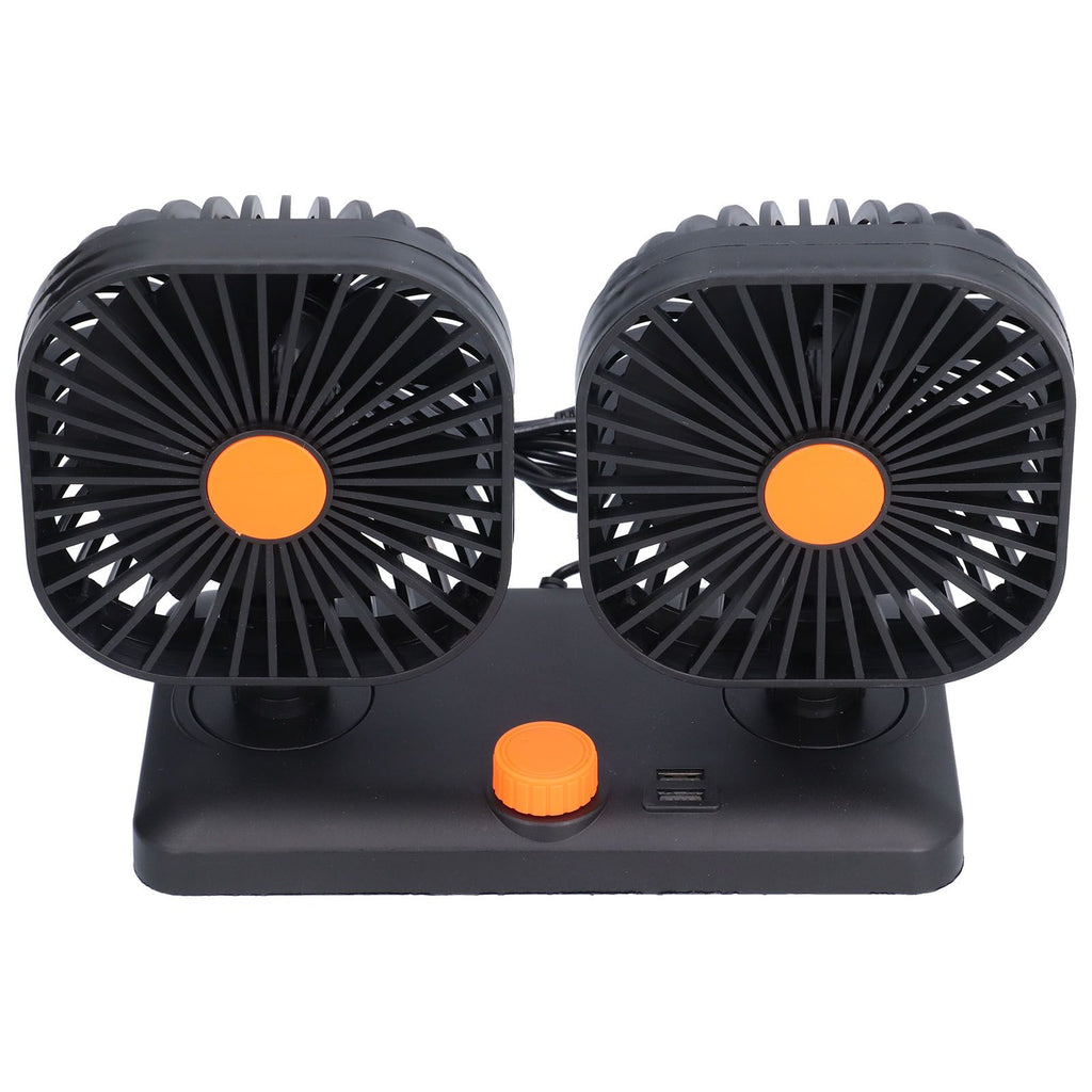 Car Air Cooling Fan Dual Head USB Universal Cooling Device 360 Degree Adjustable Square Low Noise Car Accessories