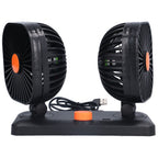 Car Air Cooling Fan Dual Head USB Universal Cooling Device 360 Degree Adjustable Square Low Noise Car Accessories