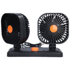 Car Air Cooling Fan Dual Head USB Universal Cooling Device 360 Degree Adjustable Square Low Noise Car Accessories