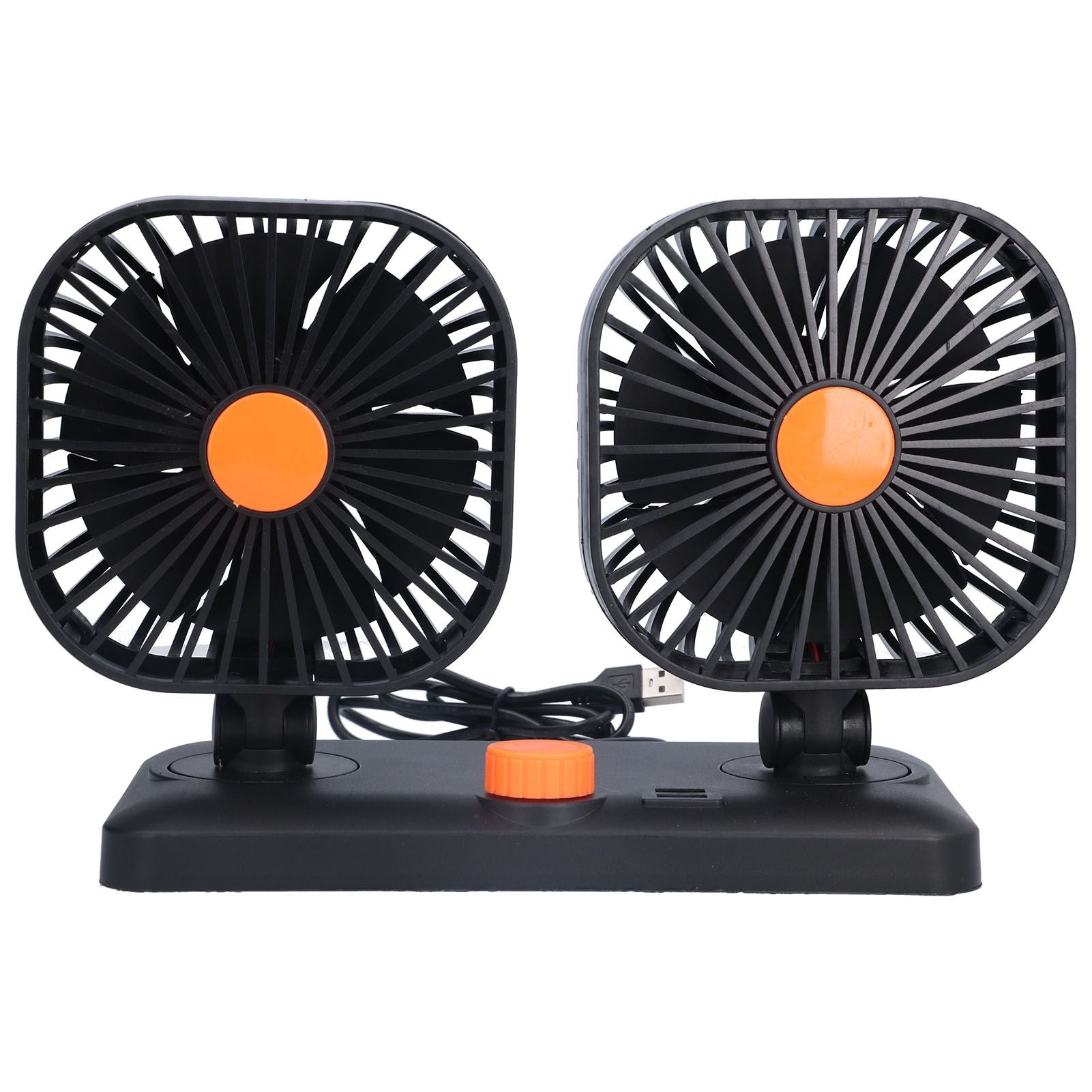 Car Air Cooling Fan Dual Head USB Universal Cooling Device 360 Degree Adjustable Square Low Noise Car Accessories