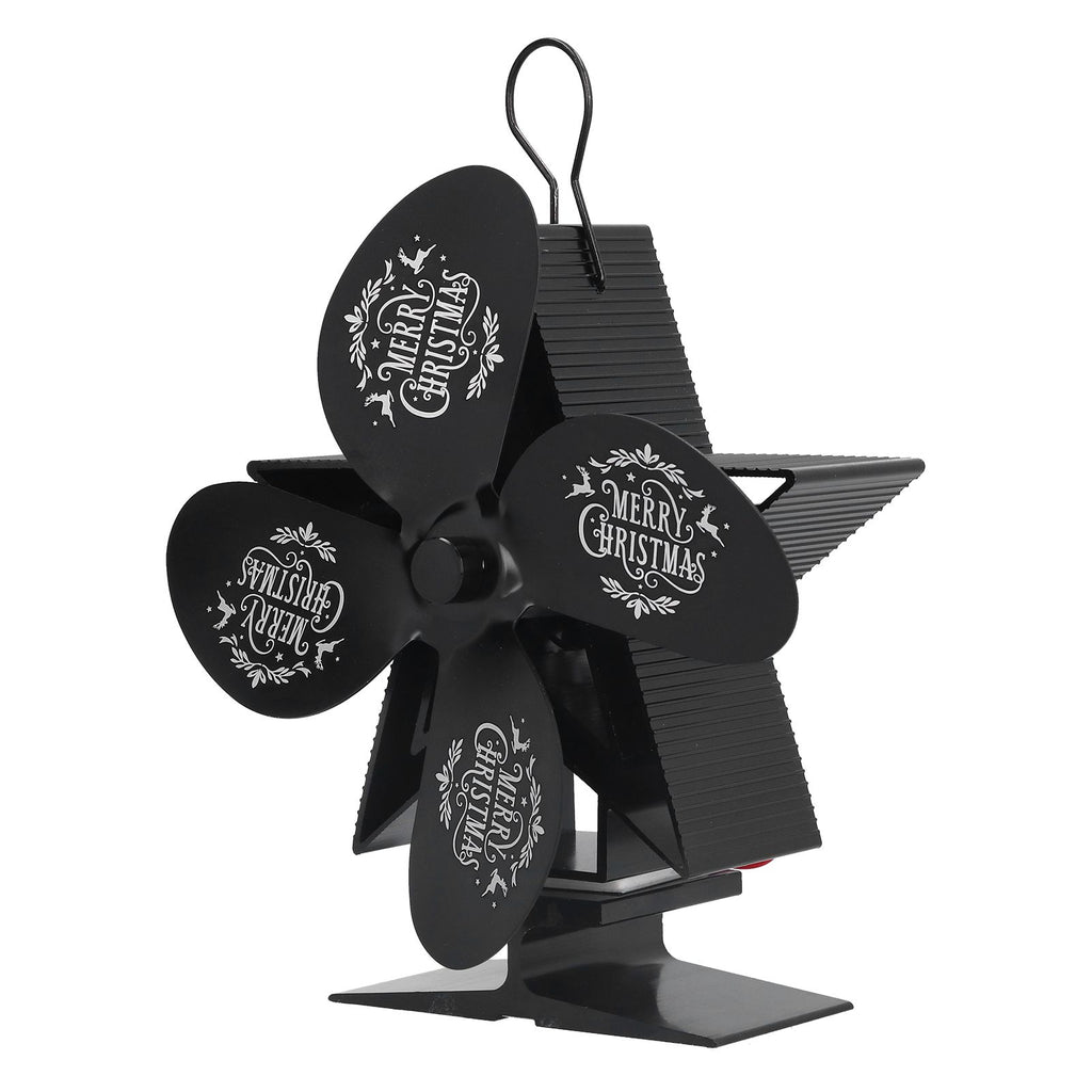 Stove Fans 4 Blades Heat Powered Low Noise High Temperature Resistant Fireplace Fan for HomeBlack