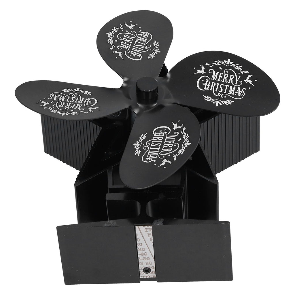 Stove Fans 4 Blades Heat Powered Low Noise High Temperature Resistant Fireplace Fan for HomeBlack