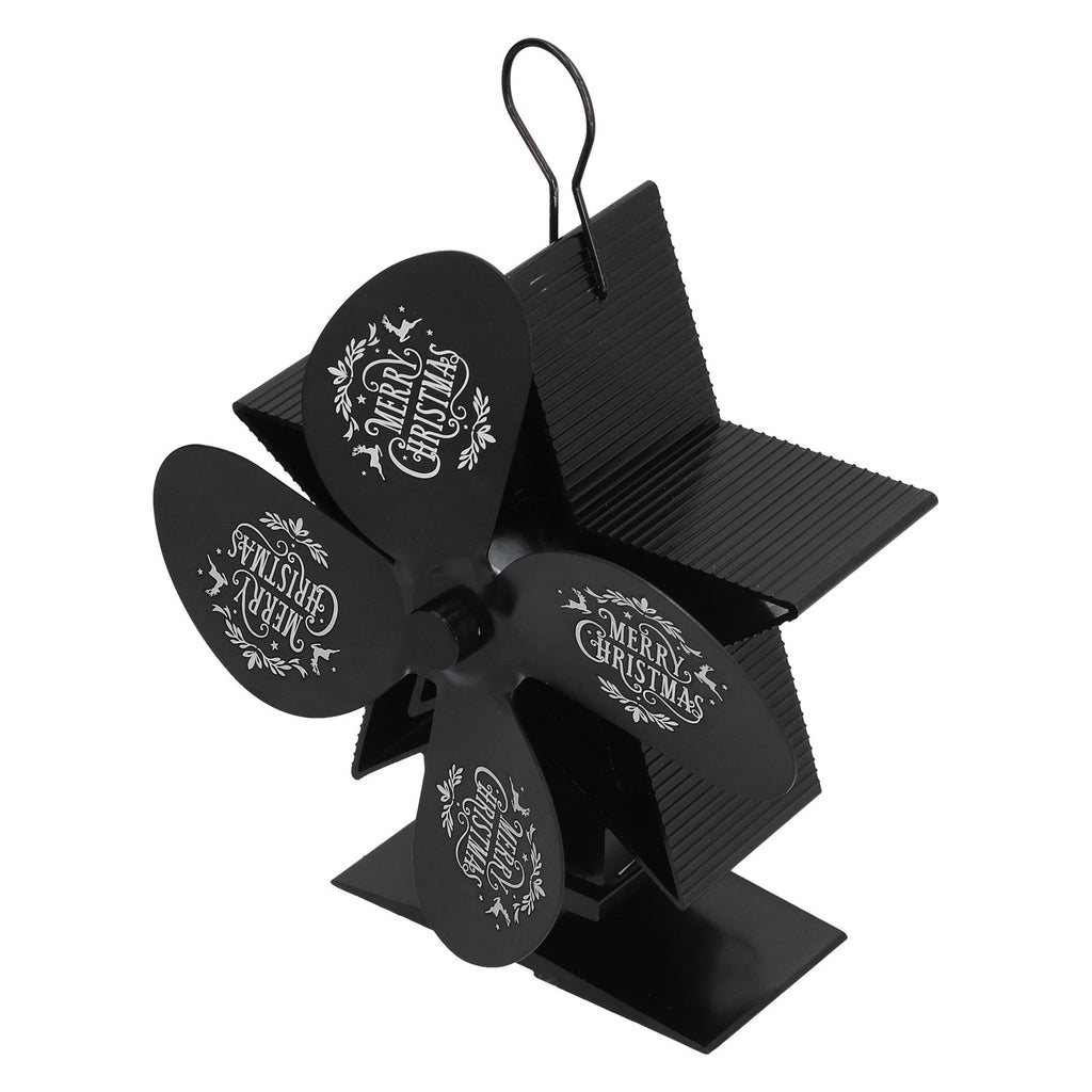 Stove Fans 4 Blades Heat Powered Low Noise High Temperature Resistant Fireplace Fan for HomeBlack