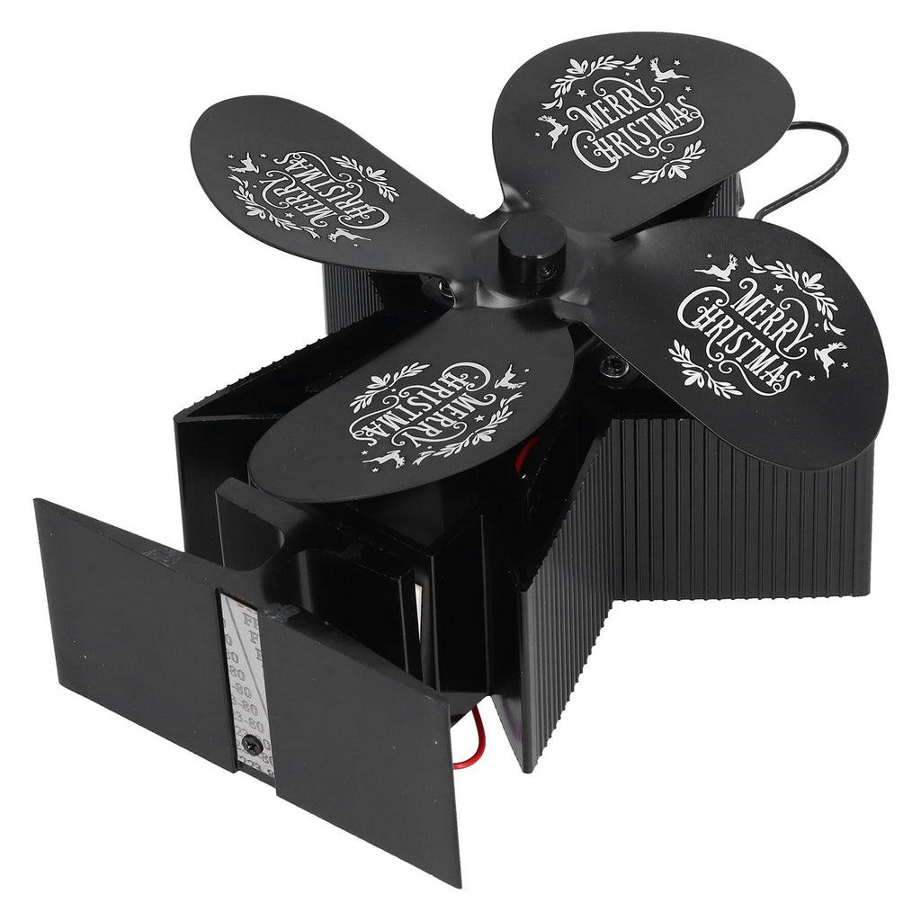 Stove Fans 4 Blades Heat Powered Low Noise High Temperature Resistant Fireplace Fan for HomeBlack