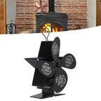 Stove Fans 4 Blades Heat Powered Low Noise High Temperature Resistant Fireplace Fan for HomeBlack