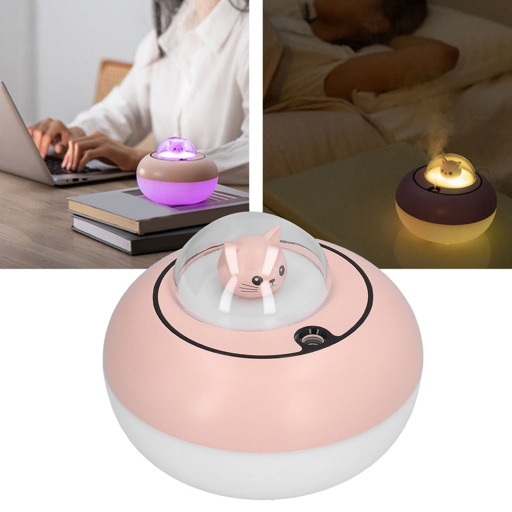 300ml LED Desk Humidifier White Pink USB Powered Mute Colorful Large Capacity Air Humidifier for Home Office