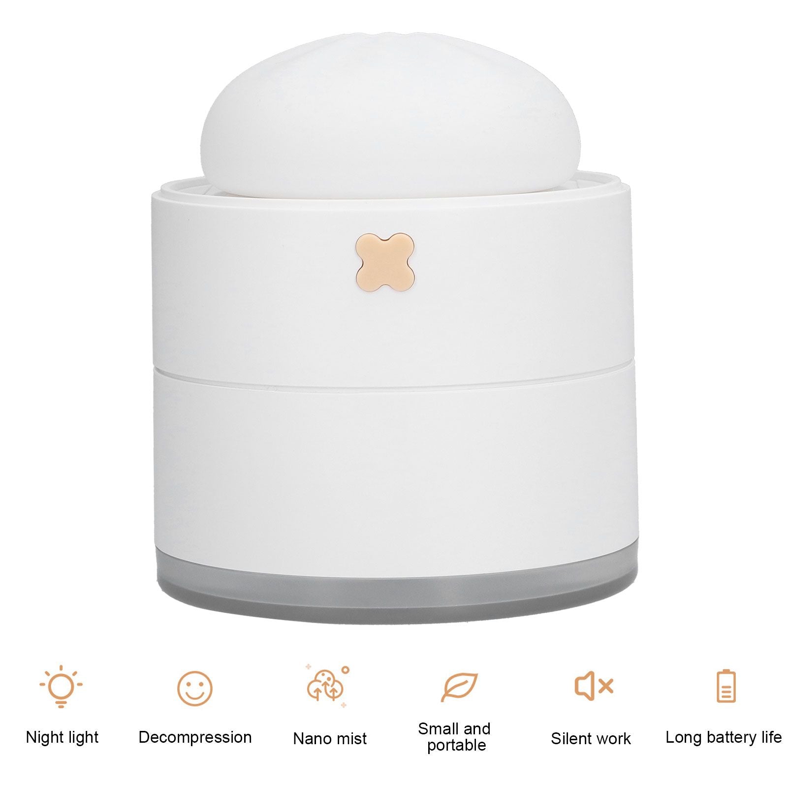 400ml Steamed Bun Shape Air Humidifier 2 Gears Adjustable Desktop Humidifier USB PoweredWhite