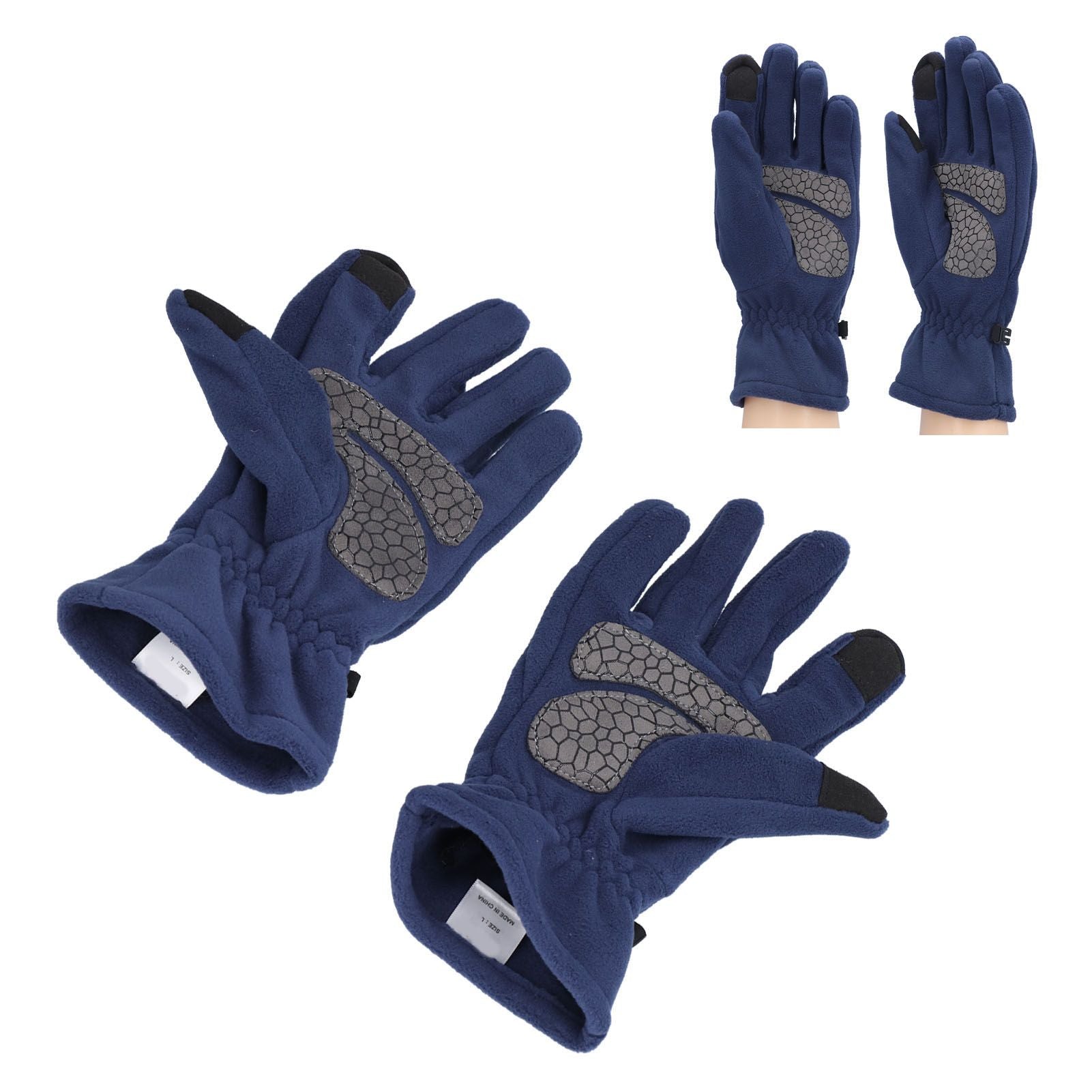 Windproof Gloves Induced Wearable Thickened Non Slip Blue Winter Gloves for Outdoor RidingL