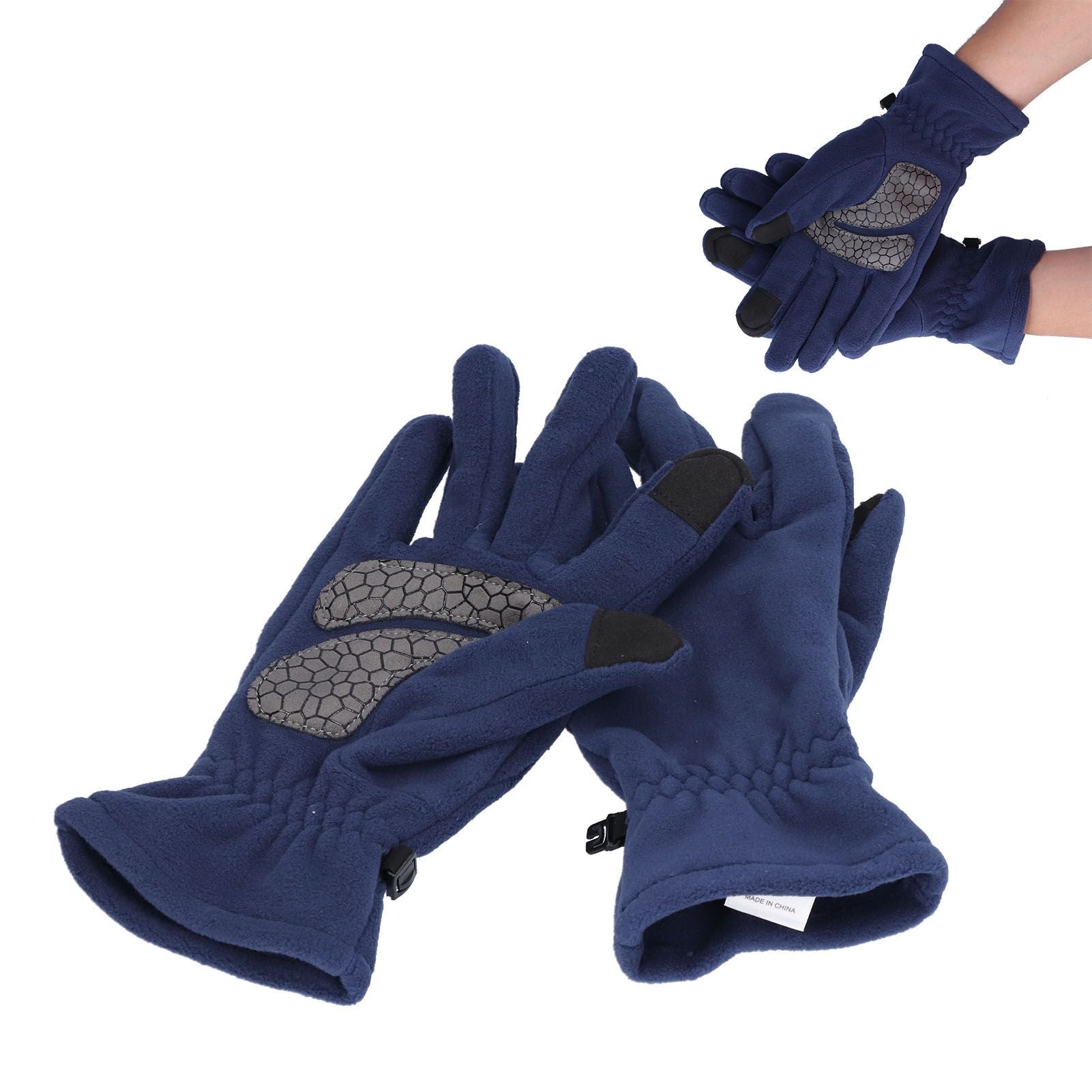 Windproof Gloves Induced Wearable Thickened Non Slip Blue Winter Gloves for Outdoor RidingL
