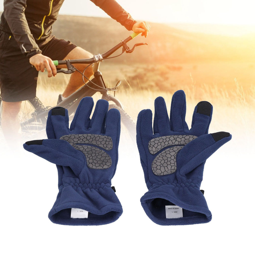 Windproof Gloves Induced Wearable Thickened Non Slip Blue Winter Gloves for Outdoor RidingL