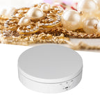 145mm 360° Round Auto Rotating Display Stand 3 Speed Control USB Powered Jewelry Turntable for ExhibitionWhite