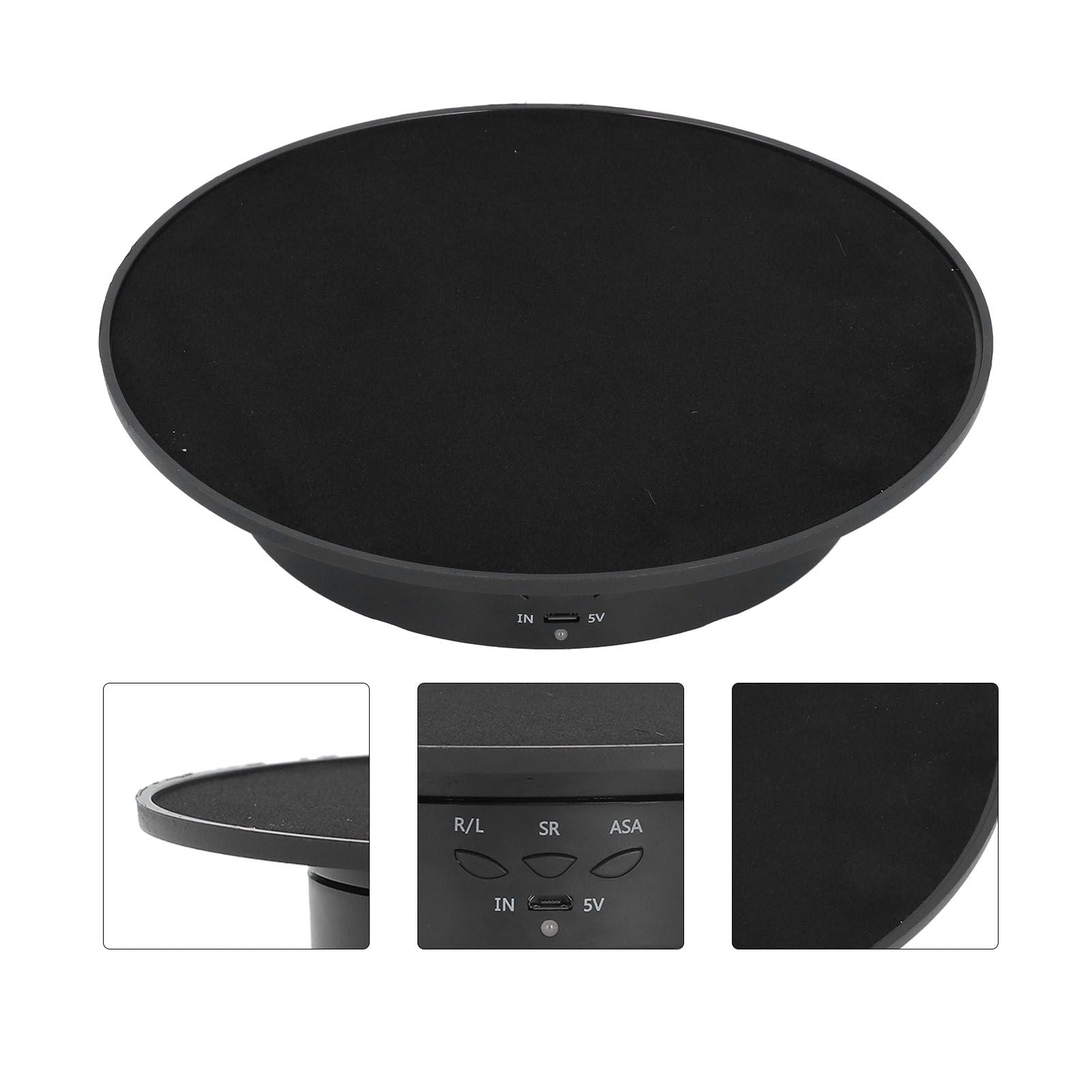 200mm Motorized Rotating Display Stand Bracket 3 Speed Adjustable USB Powered Jewelry Electric Rotating TurntableBlack