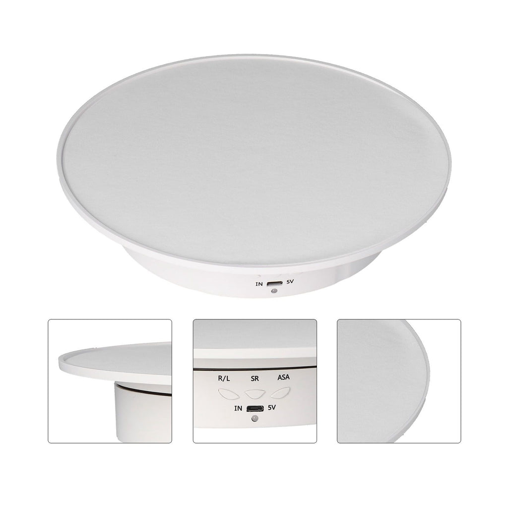 200mm Motorized Rotating Display Stand Bracket 3 Speed Adjustable USB Powered Jewelry Electric Rotating TurntableWhite