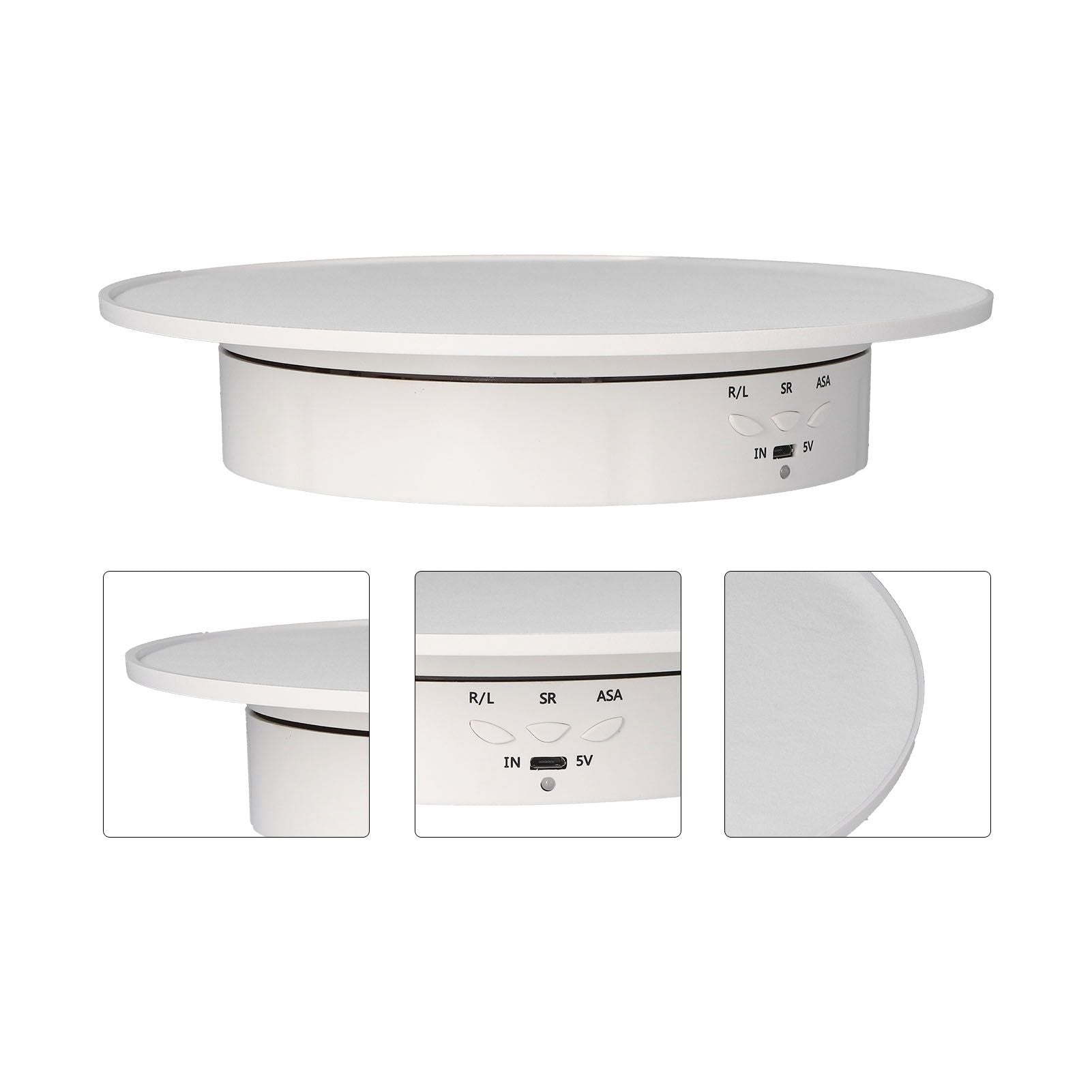 200mm Motorized Rotating Display Stand Bracket 3 Speed Adjustable USB Powered Jewelry Electric Rotating TurntableWhite