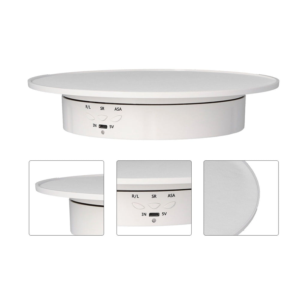 200mm Motorized Rotating Display Stand Bracket 3 Speed Adjustable USB Powered Jewelry Electric Rotating TurntableWhite