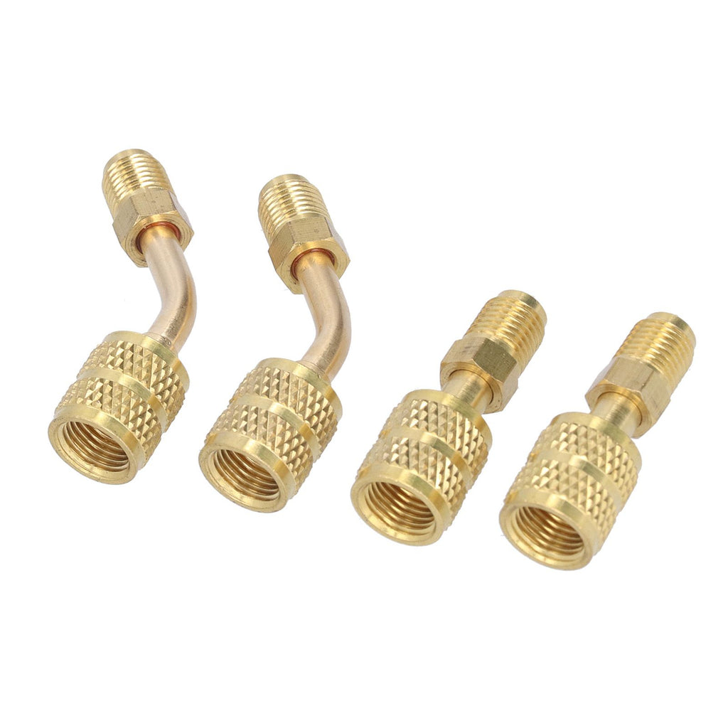 4Pcs 1/4SAE to 5/16SAE Conversion Head Refrigerant Charging Adapter for R410 Reducer Fluoride Tools