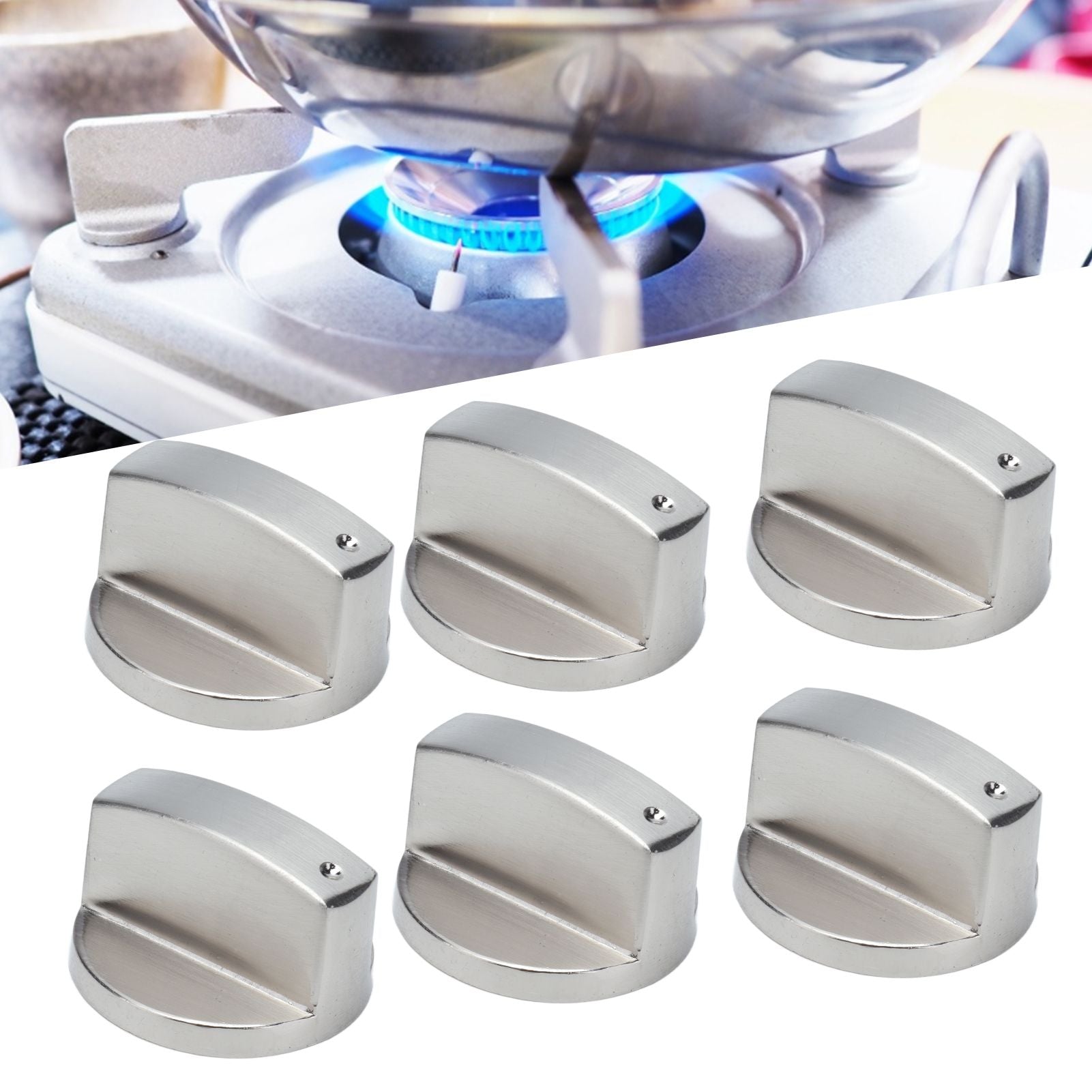 6Pcs 8mm Rotate Knob Zinc Alloy Control Knob Replacement for Kitchen Range Gas Stove Microwave Oven0°