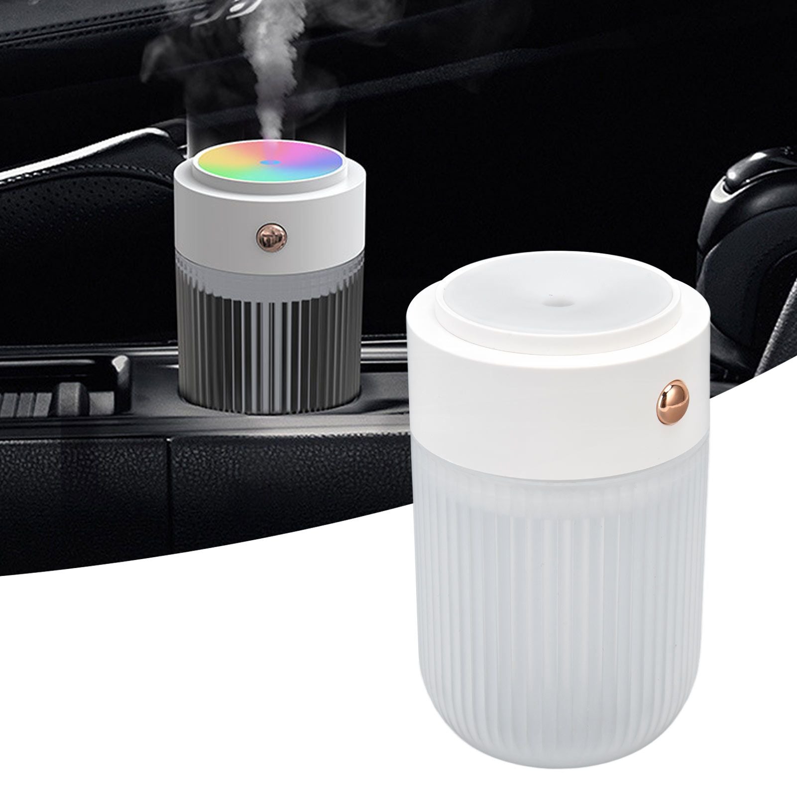 250ml Mini Air Humidifier USB Powered Colorful Lamp Humidifier for Car Office Living RoomWhite