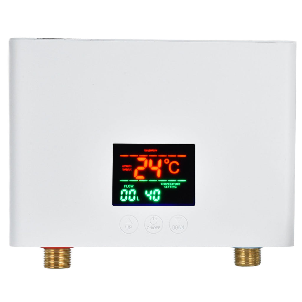 5500W Tankless Instant Electric Water Heater with Touch Panel Remote Control for Kitchen Bathroom 30‑55℃ 220VWhite
