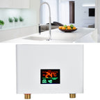 5500W Tankless Instant Electric Water Heater with Touch Panel Remote Control for Kitchen Bathroom 30‑55℃ 220VWhite