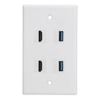 2 HD Multimedia Interface+2 USB3.0 Ports Panel Weld Free Audio Video Wall Outlet Plate Accessory