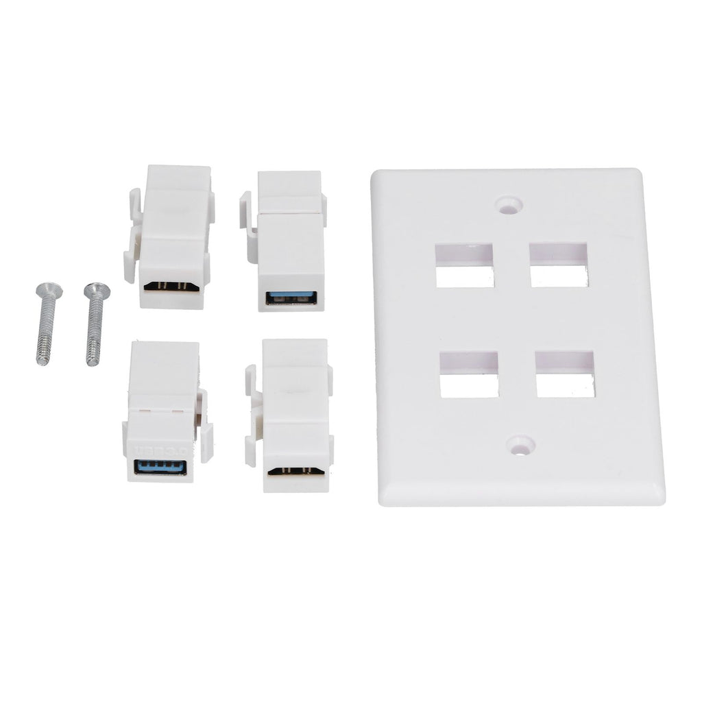 2 HD Multimedia Interface+2 USB3.0 Ports Panel Weld Free Audio Video Wall Outlet Plate Accessory