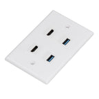 2 HD Multimedia Interface+2 USB3.0 Ports Panel Weld Free Audio Video Wall Outlet Plate Accessory