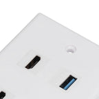 2 HD Multimedia Interface+2 USB3.0 Ports Panel Weld Free Audio Video Wall Outlet Plate Accessory