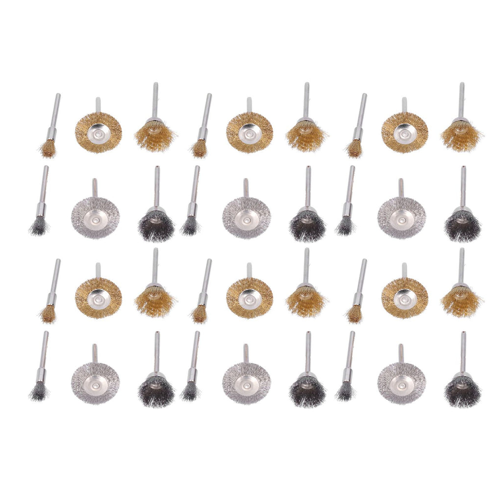 36PCs set Wire Polishing Wheel Pen Flat Bowl Shaped Steel Wire Wheel Brush Kit Accessories