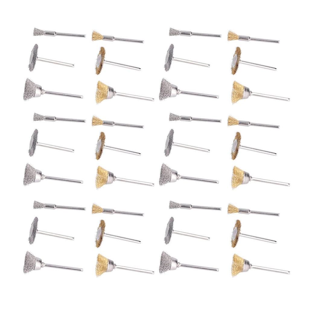 36PCs set Wire Polishing Wheel Pen Flat Bowl Shaped Steel Wire Wheel Brush Kit Accessories