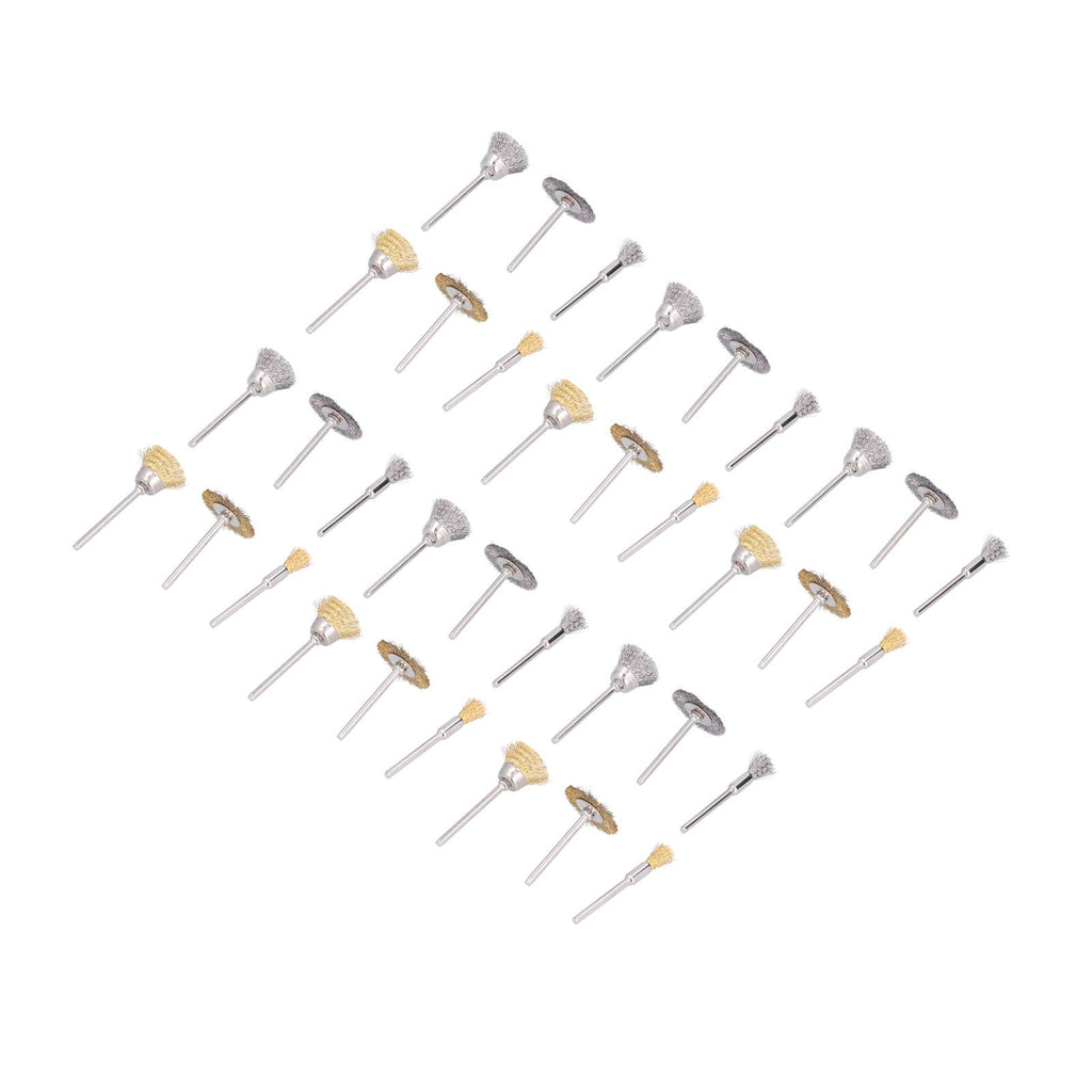 36PCs set Wire Polishing Wheel Pen Flat Bowl Shaped Steel Wire Wheel Brush Kit Accessories