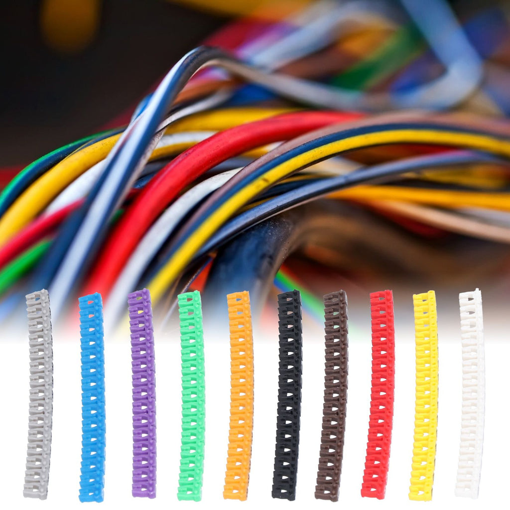 Clip On Cable Marker Waterproof Cable Identification Tube Colorful 0‑9 Number Wire Label Tube Wire Marker