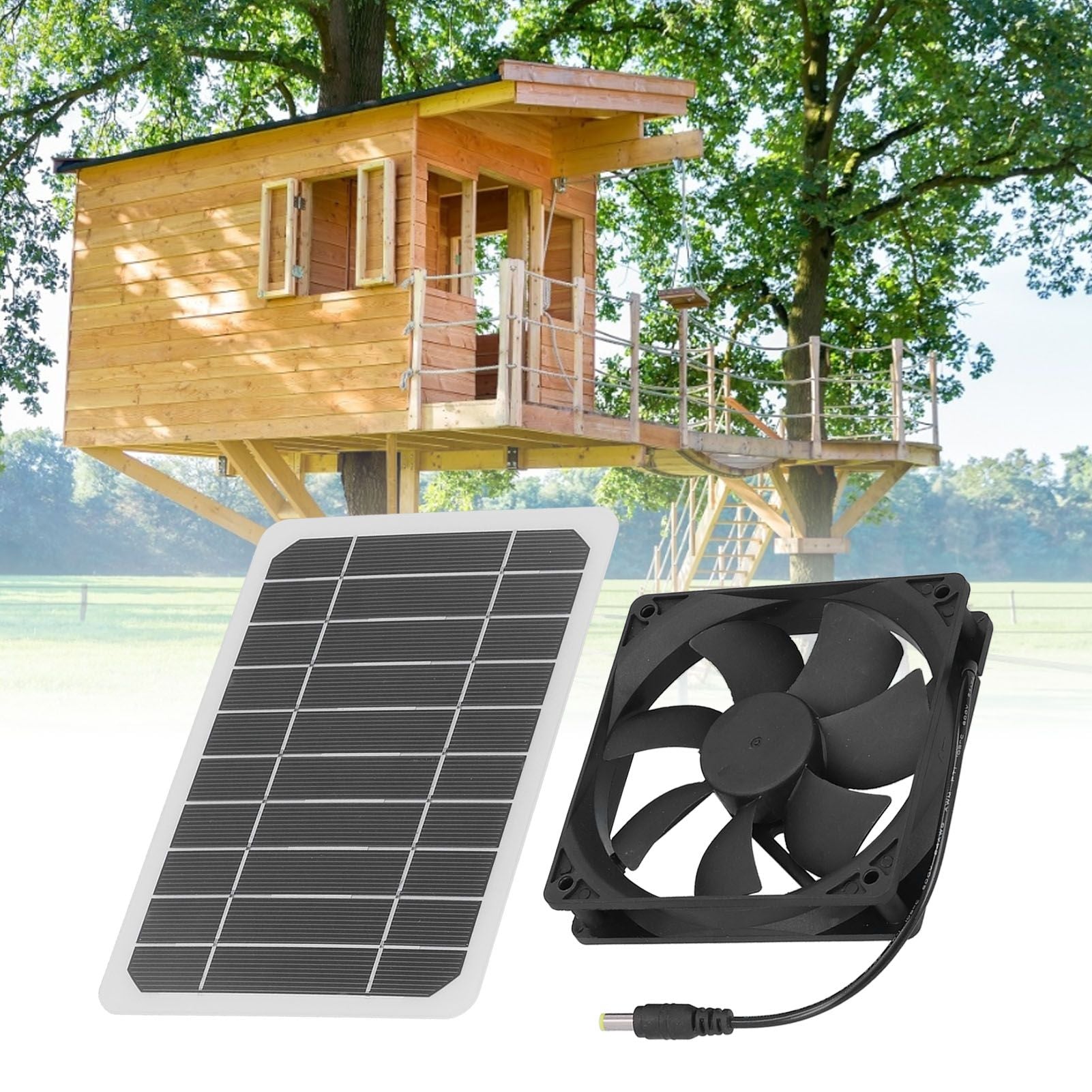 6W Solar Panel with Cooling Fan Mini Ventilator Solar Powered Exhaust Fan for Pet Dog Chicken House