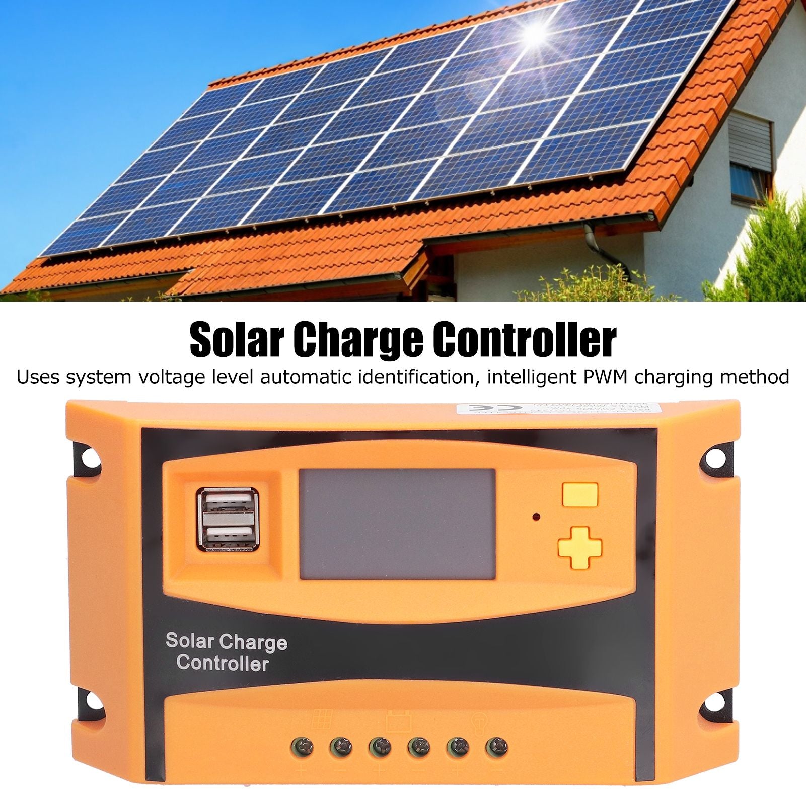12V/24V Solar Charge Controller Solar Charge Discharge Regulator Waterproof Photovoltaic Controller50A