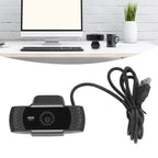 Computer Camera Microphone Automatic Noise Reduction Full HD 1080P USB Stereo Webcam with Rotatable Clip for Office