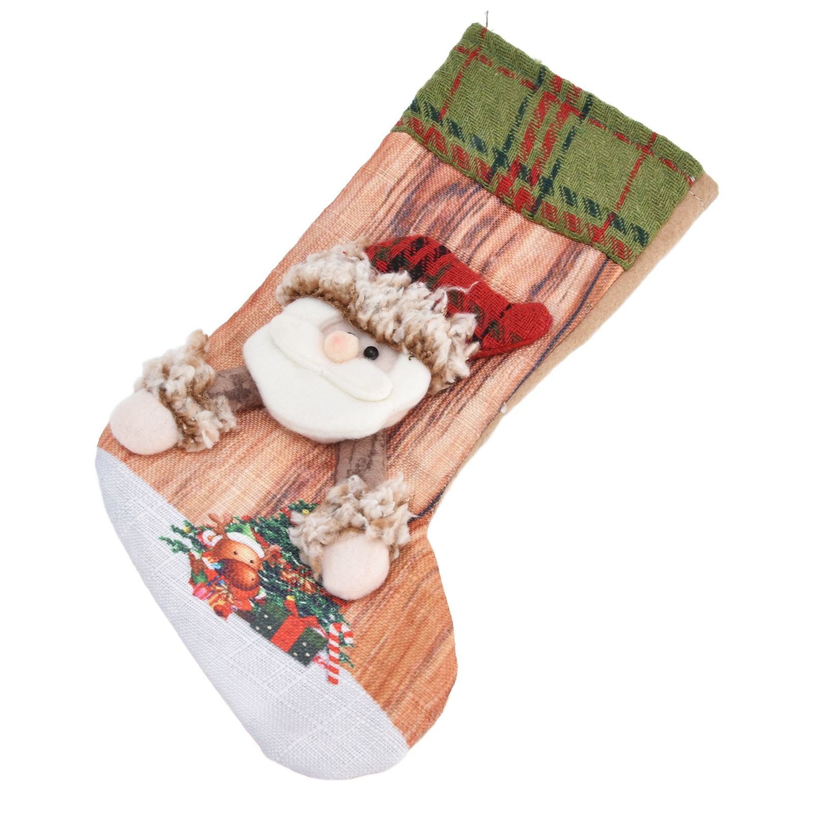 Christmas Stocking Three Dimensional Printed Christmas Stocking Gift Bag Ornament for Christmas Tree Fireplace HangingElderly