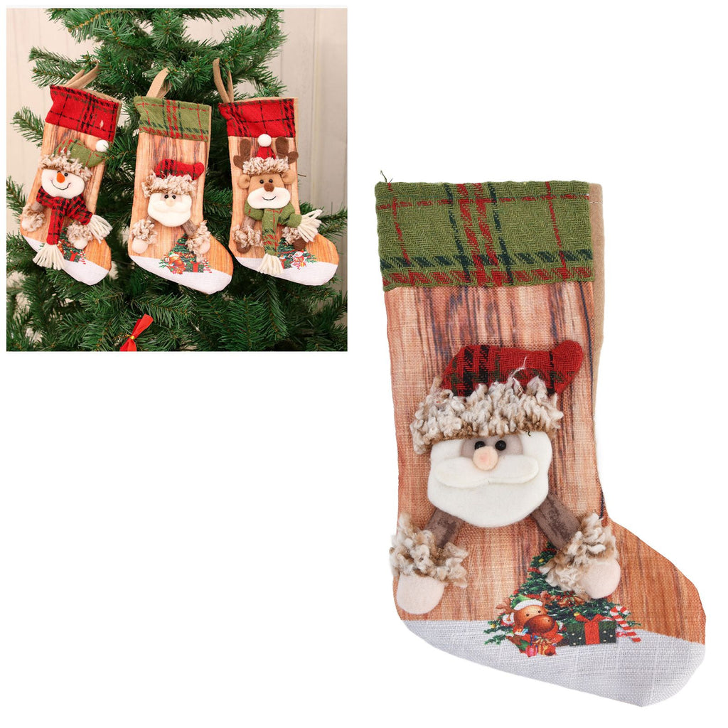 Christmas Stocking Three Dimensional Printed Christmas Stocking Gift Bag Ornament for Christmas Tree Fireplace HangingElderly
