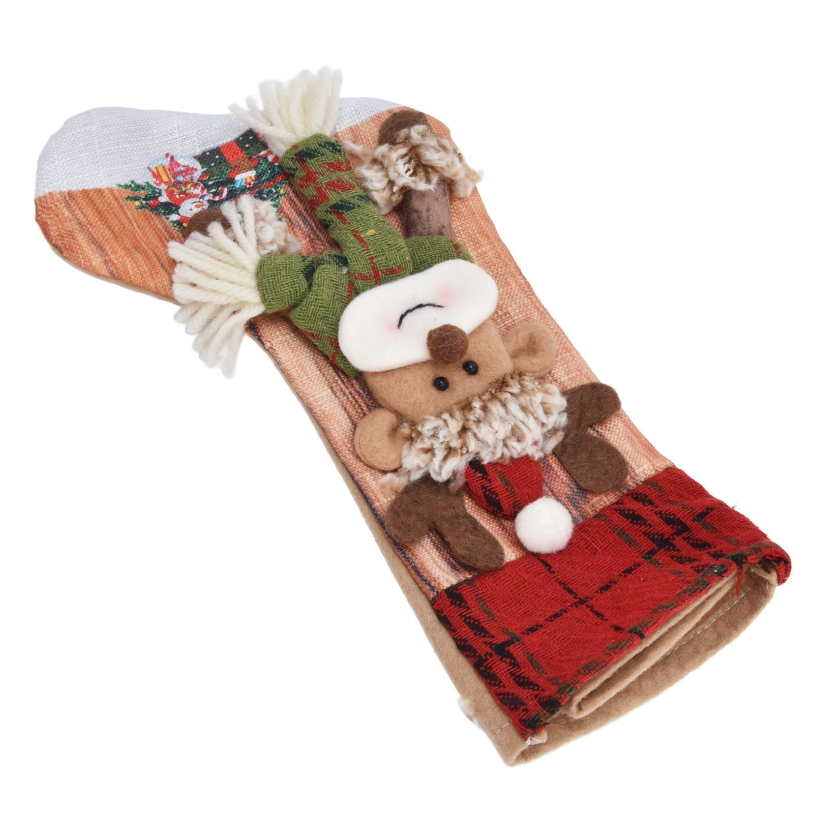 Christmas Stocking Three Dimensional Printed Christmas Stocking Gift Bag Ornament for Christmas Tree Fireplace HangingDeer