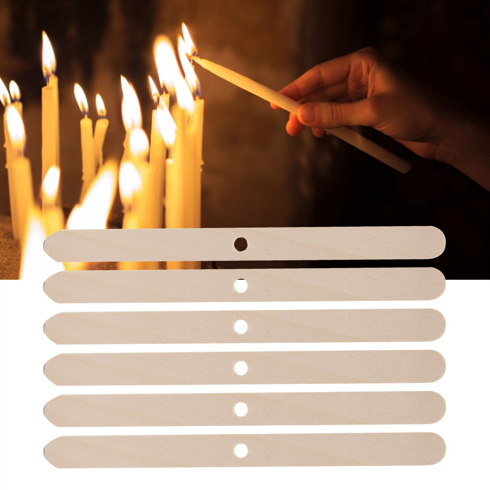 50Pcs Candle Wick Holder Birch Easy Use Reusable Wooden Wax Core Holder for Making Candles114x10mm Single Hole