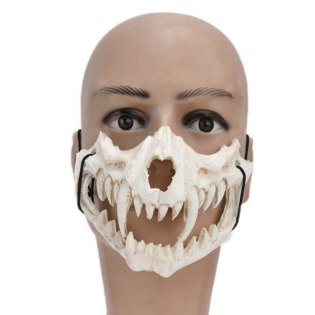 Skull Mask Latex Tiger Tooth Type Durable Waterproof Adjustable Scary Mask for Party Festival Theater